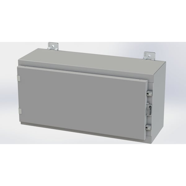 Clamps with Padlock Hasp Electrical Enclosures, 12 in H, 8 in D, 24 in W, NEMA 4, Carbon Steel